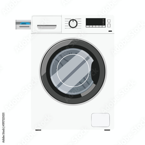 Modern Front Loading Washing Machine with Digital Control Panel