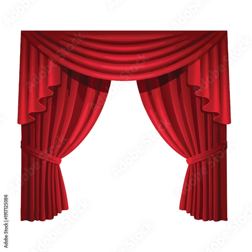 Elegant Red Theater Stage Curtain with Drapes Open Vintage Performance Setting