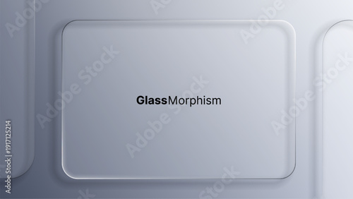Glass morphism text on a frosted glass effect object. Creative user interface design concept for website and application template.