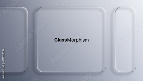 Clear glass like panels floating with text glass morphism. Liquid plastic UI design elements for modern website or application interface.