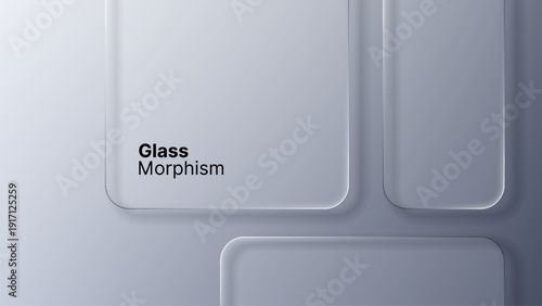 Glass morphism interface with abstract transparent shapes providing sleek background for modern UI UX design. Minimalist style.