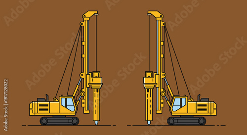 Yellow Crane Trucks Heavy Machinery Equipment.