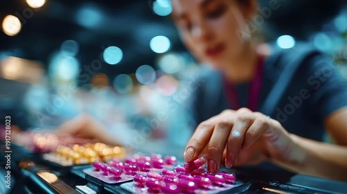 Pharmacist scanning blister pack pills at pharmacy checkout
