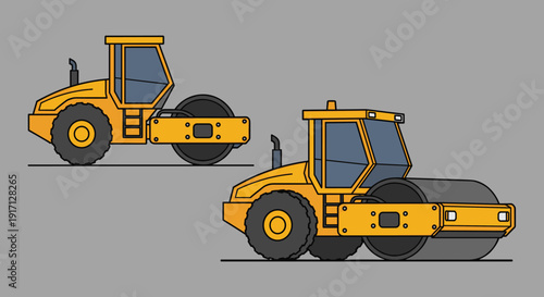 Yellow Road Roller Heavy Machinery Equipment.