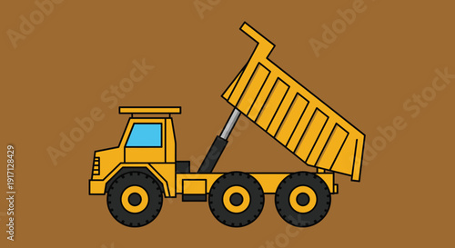 Yellow Dump Truck with Raised Container.