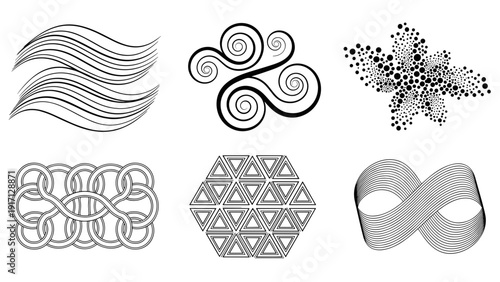 Black and white geometric patterns and shapes