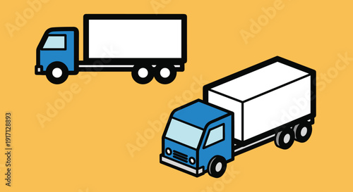 Blue Trucks with White Trailers Illustration.