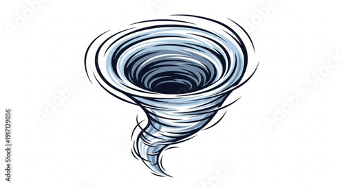 A vector graphic illustration of a swirling tornado on a white background