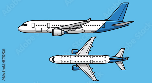 Two Commercial Airplanes Flying in Formation.