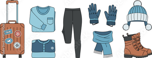 Travel clothing and accessories for winter trip