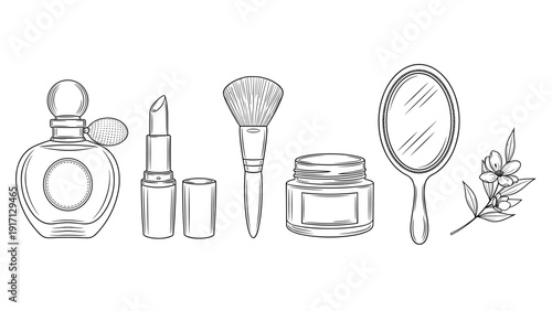 Beauty products and tools for makeup and skincare routine