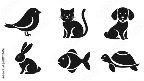 Collection of black animal silhouettes