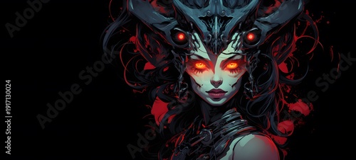 Lady demon vector illustration t-shirt design ,generative AI