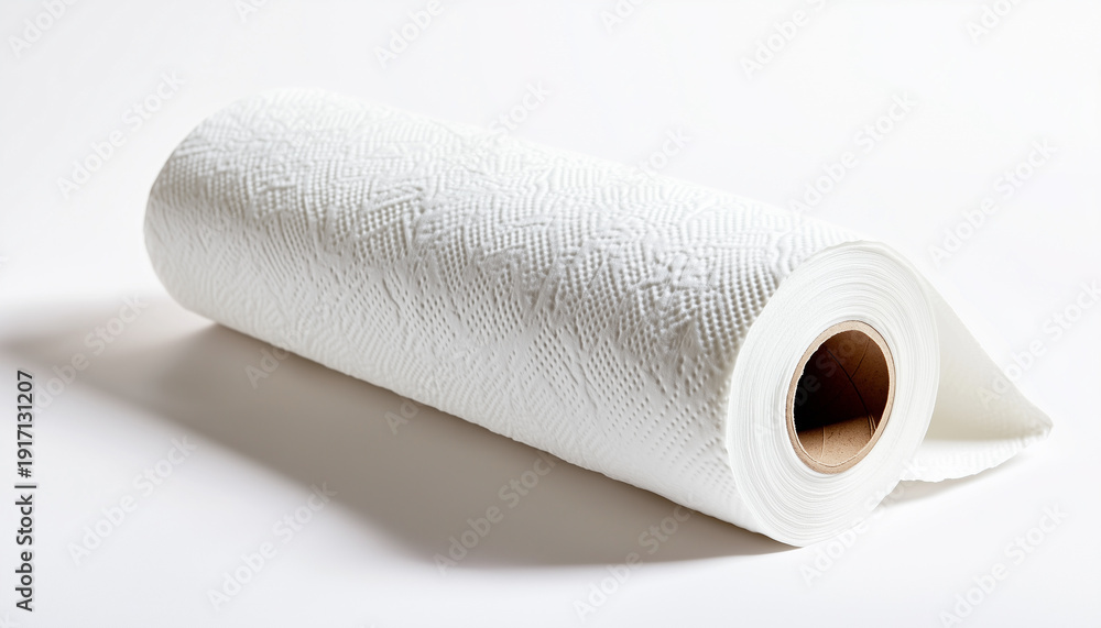 Fototapeta premium Roll of paper towels on white background