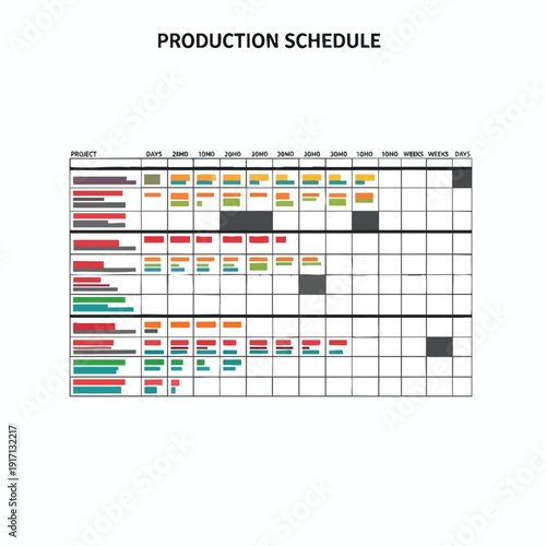 Detailed Production Schedule Chart for Business Planning and Project Management