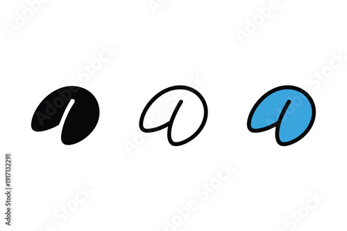 Three simple icons representing abstract shapes or stylized animal hoof prints.