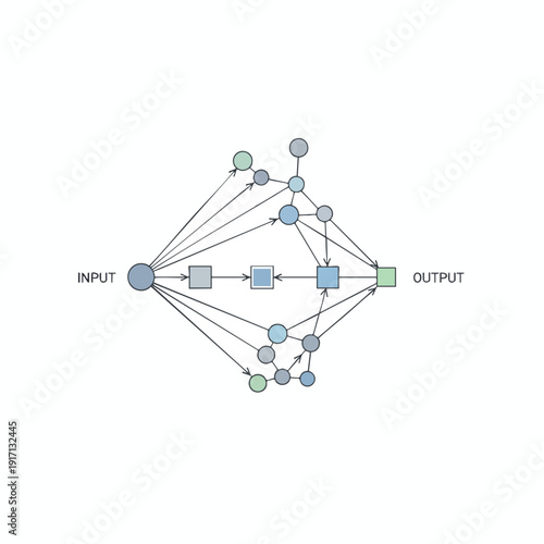 Complex Neural Network Diagram for Machine Learning and Data Processing