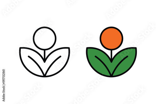 Simple stylized line art icon depicts a growth concept merging person.