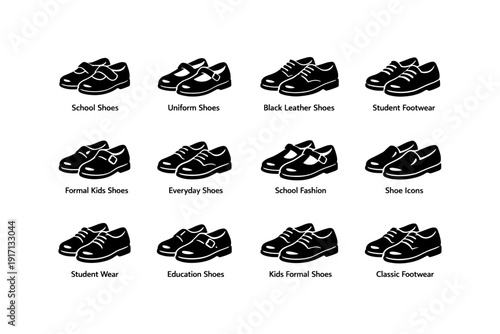 Black school shoes collection for kids: everyday and formal footwear designs
