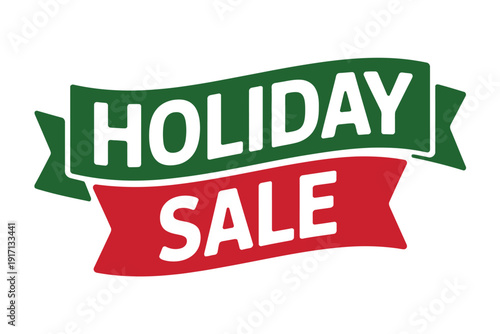 Red and green banner proclaims a festive holiday sale announcement for.