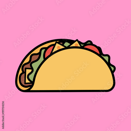 A vibrant illustration of a delicious taco with various fillings, ready to tantalize taste buds