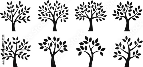 Tree silhouette icon set Vector