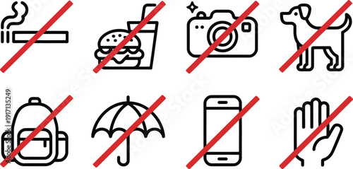 Prohibited actions vector icon set Vector
