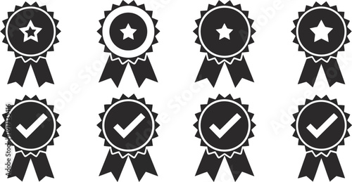 Award ribbon icon set Vector