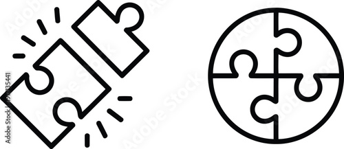 Flat black puzzle pieces icon set Vector