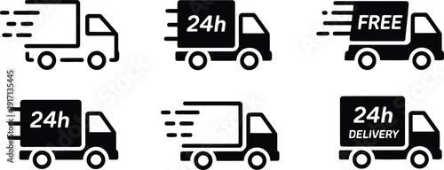Delivery truck icon set Vector