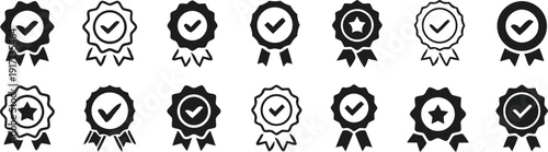 Award Badge and Quality Seal Icon Set