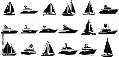 Sailing vessel icon set Vector