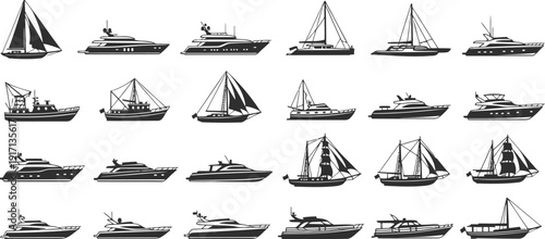 Sailing vessel icon set Vector