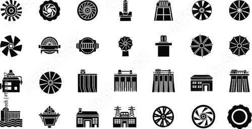 Industrial minimal icon set Vector