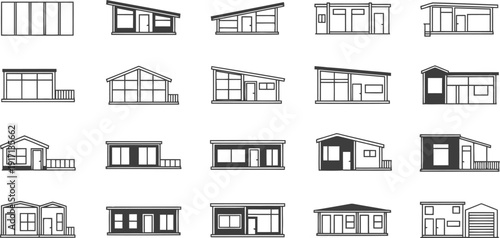 Building outline icon set Vector