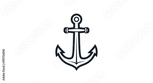 A minimalist black anchor icon on a white background, symbolizing stability and nautical themes.