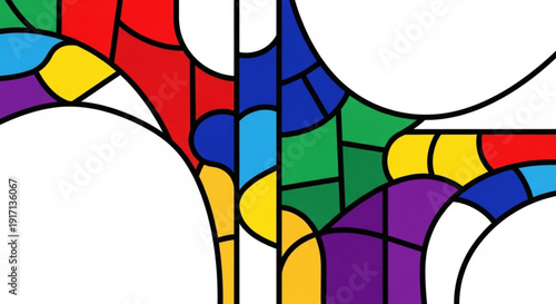 A colorful stained glass vector graphic with a vibrant and modern design