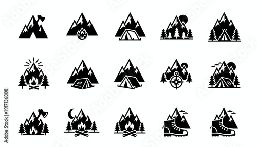 Modern Alpine Mountain Logo Set