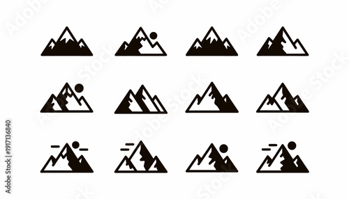 Minimal Mountain Landscape Icons