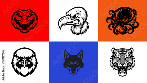 Modern animal warrior mascot collection for competitive gaming teams and digital sports brands.