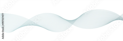 Abstract wave element for design. Digital frequency track equalizer. Stylized line art background. Vector illustration. Wave with lines created using blend tool. Curved wavy line, smooth stripe.	
