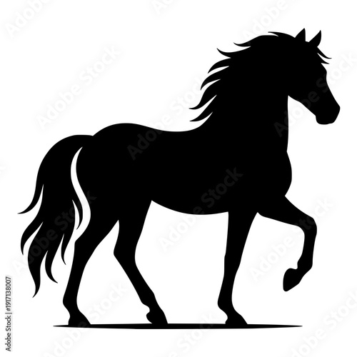 Minimalist Silhouette of a Galloping Horse in Black