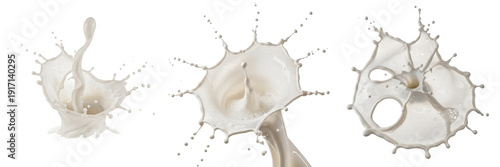Slika na platnu Heavy cream splash isolated on white background, thick cream liquid droplets, da
