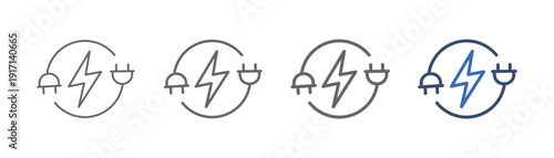 
outline icon set electrical service with plug cable design and electricity symbol