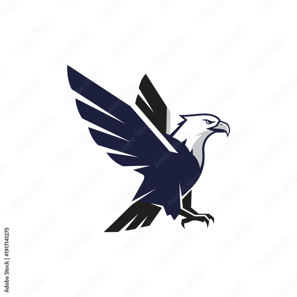 Obraz premium Powerful stylized eagle with spread wings and fierce expression