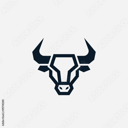 Modern minimalist geometric bull head logo icon