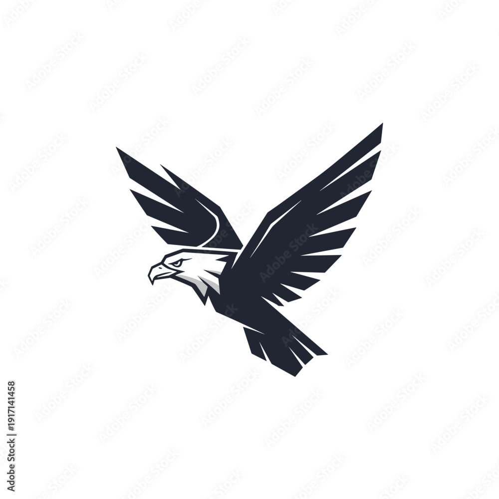 Fototapeta premium Stylized flying eagle with widespread wings in a modern design
