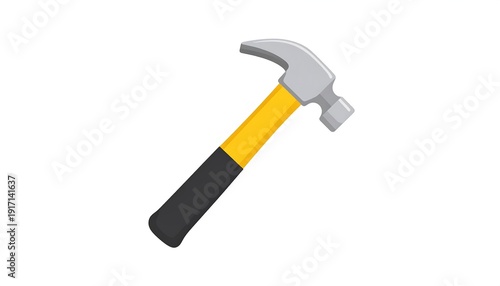A simple hammer with yellow and black handle