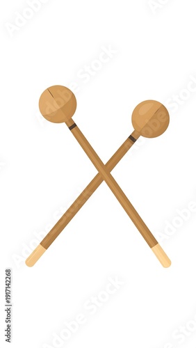 Two crossed wooden percussion instruments