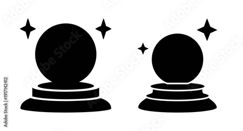 Discover crystal ball magic symbols and fortune telling vectors with future prediction icons art